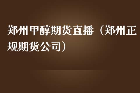 郑州甲醇期货直播（郑州正规期货公司）_https://www.yunyouns.com_恒生指数_第1张