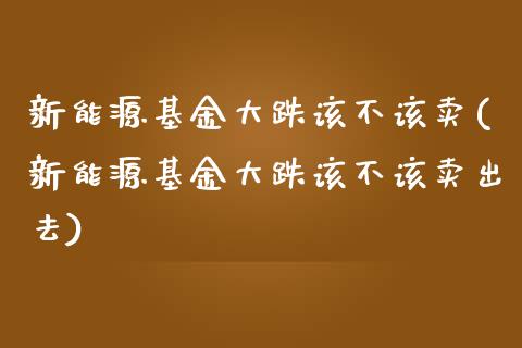 新能源基金大跌该不该卖(新能源基金大跌该不该卖出去)_https://www.yunyouns.com_股指期货_第1张