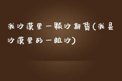 我沙漠里一颗沙期货(我是沙漠里的一粒沙)_https://www.yunyouns.com_期货直播_第1张