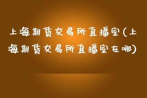 上海期货交易所直播室(上海期货交易所直播室在哪)_https://www.yunyouns.com_期货行情_第1张