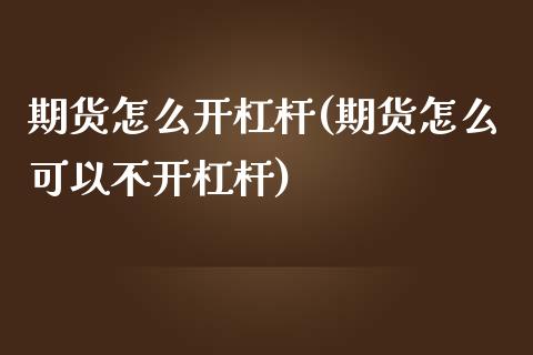 期货怎么开杠杆(期货怎么可以不开杠杆)_https://www.yunyouns.com_股指期货_第1张