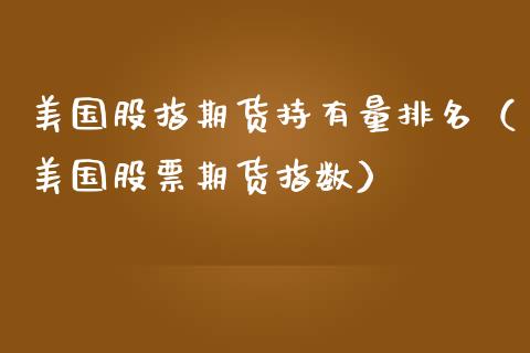 美国股指期货持有量排名（美国股票期货指数）_https://www.yunyouns.com_恒生指数_第1张