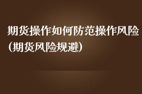 期货操作如何防范操作风险(期货风险规避)_https://www.yunyouns.com_恒生指数_第1张