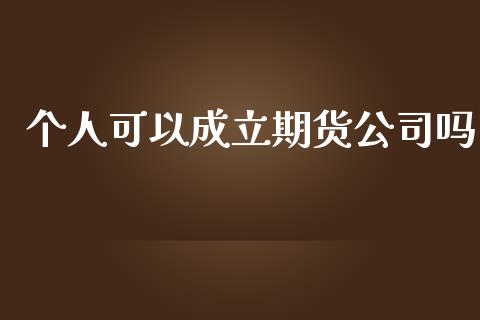 个人可以成立期货公司吗_https://www.yunyouns.com_期货直播_第1张