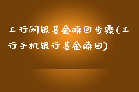 工行网银基金赎回步骤(工行手机银行基金赎回)_https://www.yunyouns.com_恒生指数_第1张