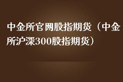 所股指期货（所沪深300股指期货）_https://www.yunyouns.com_期货直播_第1张