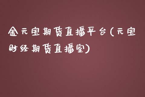 金元宝期货直播平台(元宝财经期货直播室)_https://www.yunyouns.com_期货直播_第1张