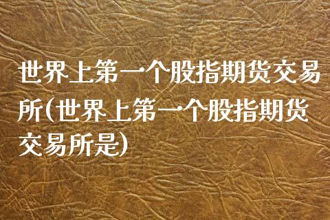 世界上第一个股指期货交易所(世界上第一个股指期货交易所是)_https://www.yunyouns.com_恒生指数_第1张