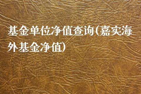 基金单位净值查询(嘉实海外基金净值)_https://www.yunyouns.com_恒生指数_第1张