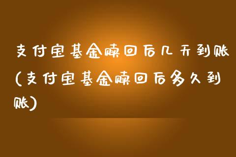 支付宝基金赎回后几天到账(支付宝基金赎回后多久到账)_https://www.yunyouns.com_期货直播_第1张