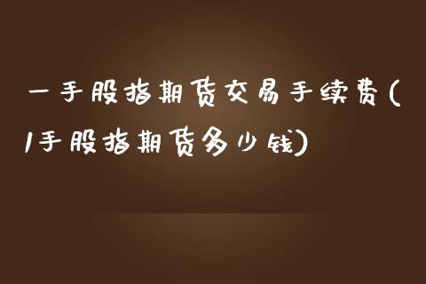 一手股指期货交易手续费(1手股指期货多少钱)_https://www.yunyouns.com_恒生指数_第1张