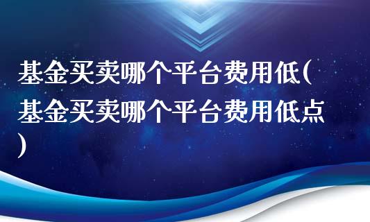 基金买卖哪个平台费用低(基金买卖哪个平台费用低点)_https://www.yunyouns.com_股指期货_第1张