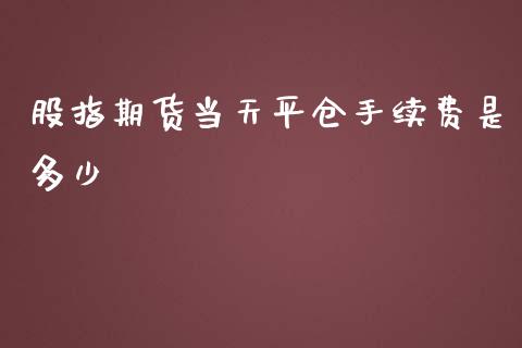 股指期货当天平仓手续费是多少_https://www.yunyouns.com_恒生指数_第1张