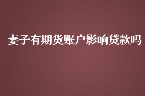 妻子有期货账户影响贷款吗_https://www.yunyouns.com_股指期货_第1张