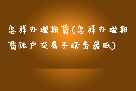 怎样办理期货(怎样办理期货账户交易手续费最低)_https://www.yunyouns.com_期货直播_第1张