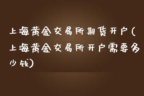 上海黄金交易所期货开户(上海黄金交易所开户需要多少钱)_https://www.yunyouns.com_股指期货_第1张