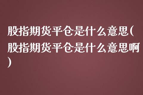 股指期货平仓是什么意思(股指期货平仓是什么意思啊)_https://www.yunyouns.com_股指期货_第1张