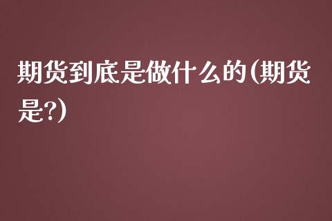 期货到底是做什么的(期货是?)_https://www.yunyouns.com_股指期货_第1张