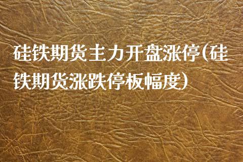 硅铁期货主力开盘涨停(硅铁期货涨跌停板幅度)_https://www.yunyouns.com_期货直播_第1张