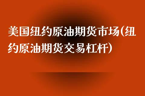 美国纽约原油期货市场(纽约原油期货交易杠杆)_https://www.yunyouns.com_期货行情_第1张