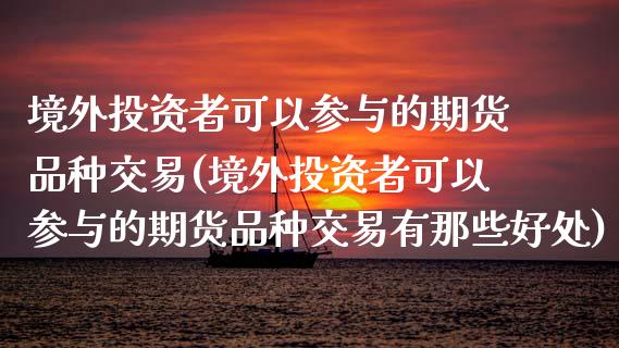 境外投资者可以参与的期货品种交易(境外投资者可以参与的期货品种交易有那些好处)_https://www.yunyouns.com_恒生指数_第1张