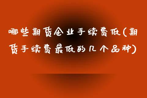 哪些期货企业手续费低(期货手续费最低的几个品种)_https://www.yunyouns.com_期货行情_第1张