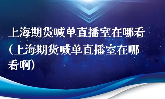 上海期货喊单直播室在哪看(上海期货喊单直播室在哪看啊)_https://www.yunyouns.com_期货直播_第1张