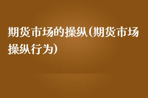 期货市场的操纵(期货市场操纵行为)_https://www.yunyouns.com_期货行情_第1张