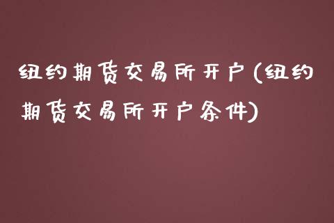 纽约期货交易所开户(纽约期货交易所开户条件)_https://www.yunyouns.com_股指期货_第1张