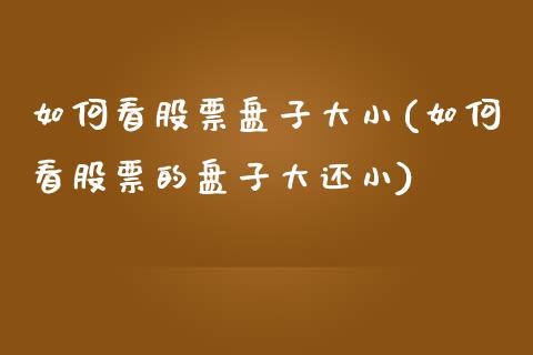 如何看股票盘子大小(如何看股票的盘子大还小)_https://www.yunyouns.com_期货行情_第1张