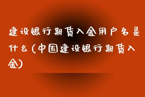 建设银行期货入金用户名是什么(中国建设银行期货入金)_https://www.yunyouns.com_期货直播_第1张