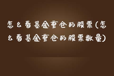 怎么看基金重仓的股票(怎么看基金重仓的股票数量)_https://www.yunyouns.com_期货行情_第1张