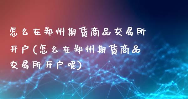 怎么在郑州期货商品交易所开户(怎么在郑州期货商品交易所开户呢)_https://www.yunyouns.com_期货行情_第1张