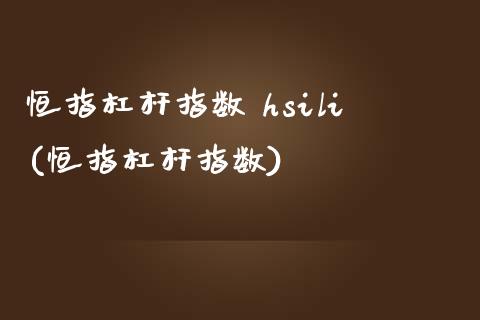 恒指杠杆指数 hsili(恒指杠杆指数)_https://www.yunyouns.com_恒生指数_第1张