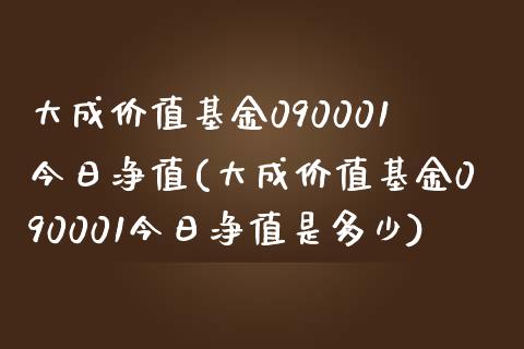 大成价值基金090001今日净值(大成价值基金090001今日净值是多少)_https://www.yunyouns.com_恒生指数_第1张