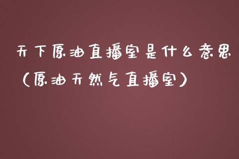 天下原油直播室是什么意思（原油天然气直播室）_https://www.yunyouns.com_期货行情_第1张