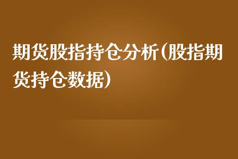 期货股指持仓分析(股指期货持仓数据)_https://www.yunyouns.com_恒生指数_第1张