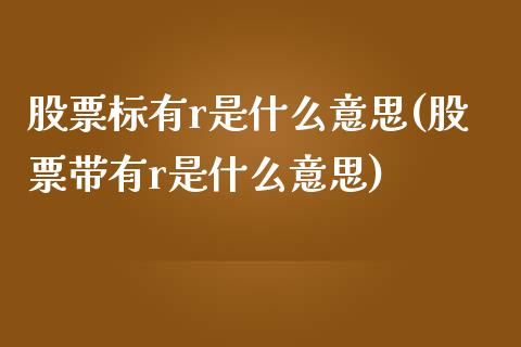 股票标有r是什么意思(股票带有r是什么意思)_https://www.yunyouns.com_股指期货_第1张