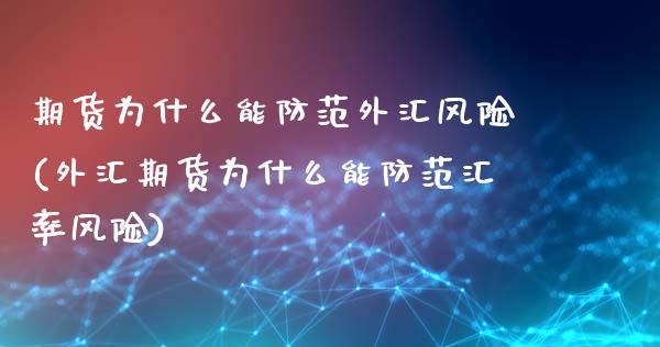 期货为什么能防范外汇风险(外汇期货为什么能防范汇率风险)_https://www.yunyouns.com_期货直播_第1张