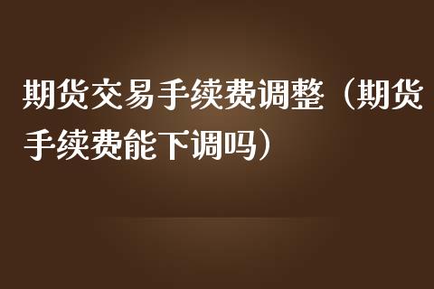 期货交易手续费调整（期货手续费能下调吗）_https://www.yunyouns.com_股指期货_第1张