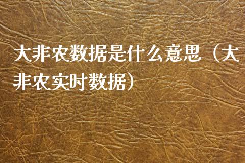 大非农数据是什么意思（大非农实时数据）_https://www.yunyouns.com_期货行情_第1张