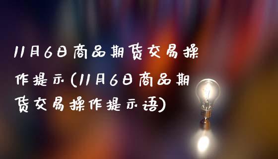 11月6日商品期货交易操作提示(11月6日商品期货交易操作提示语)_https://www.yunyouns.com_期货行情_第1张