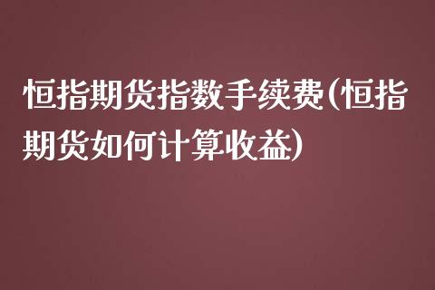 恒指期货指数手续费(恒指期货如何计算收益)_https://www.yunyouns.com_期货直播_第1张