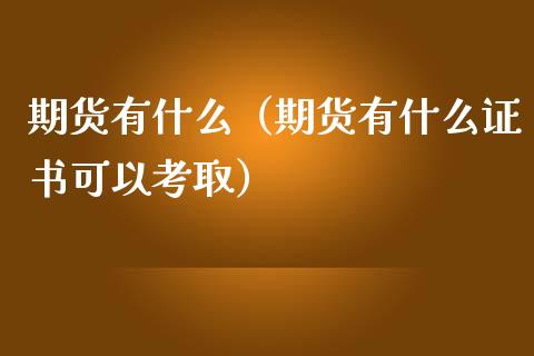 期货有什么（期货有什么证书可以考取）_https://www.yunyouns.com_期货行情_第1张