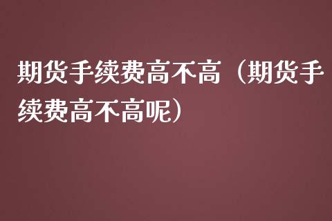 期货手续费高不高（期货手续费高不高呢）_https://www.yunyouns.com_恒生指数_第1张