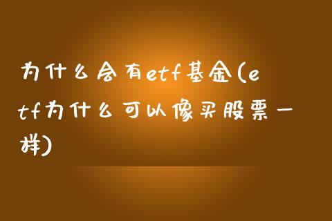 为什么会有etf基金(etf为什么可以像买股票一样)_https://www.yunyouns.com_恒生指数_第1张