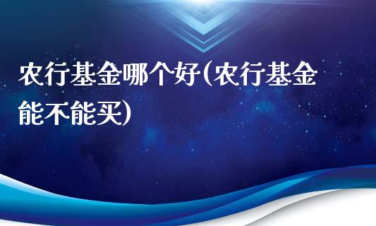 农行基金哪个好(农行基金能不能买)_https://www.yunyouns.com_恒生指数_第1张