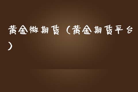 黄金微期货（黄金期货平台）_https://www.yunyouns.com_期货行情_第1张