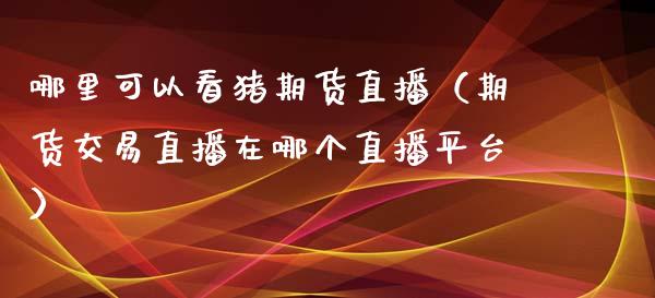 哪里可以看猪期货直播（期货交易直播在哪个直播平台）_https://www.yunyouns.com_股指期货_第1张