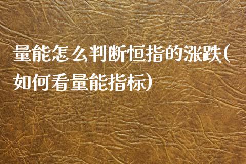 量能怎么判断恒指的涨跌(如何看量能指标)_https://www.yunyouns.com_期货行情_第1张